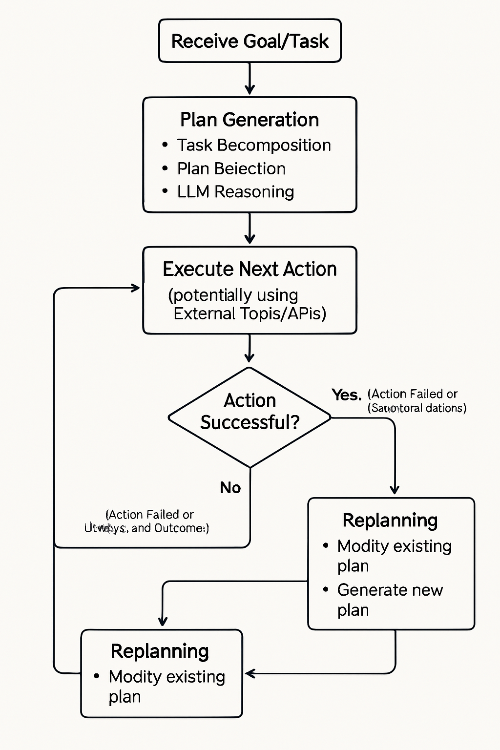 Figure 2: AI Agent Planning, Execution, and Replanning Loop